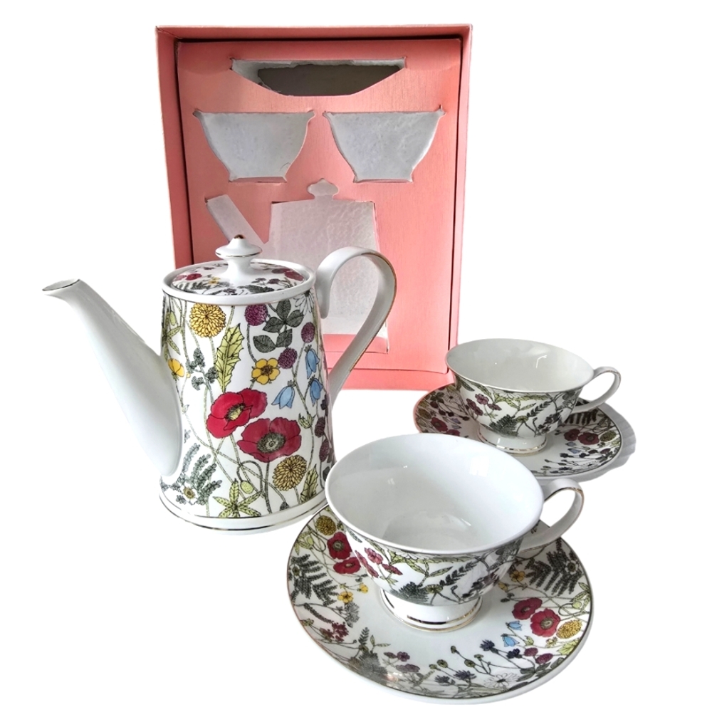 Grace Teaware Fine Porcelain Floral 5 Piece Tea Set - Picture 6 of 10